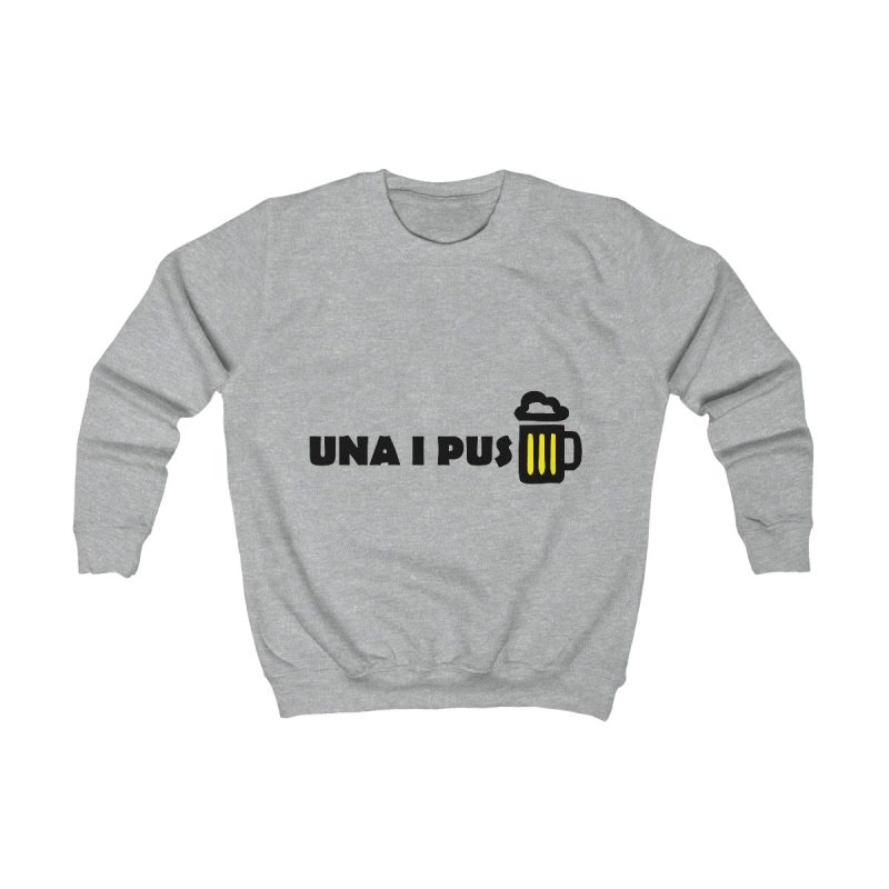 Sudadera infantil - Gris jaspeado claro - Camiseta «Una i pus» cervessa