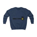 Sudadera infantil - Azul marino Oxford - Camiseta «Una i pus» cervessa Sudadera infantil - Azul marino Oxford - Camiseta «Una i pus» cervessa
