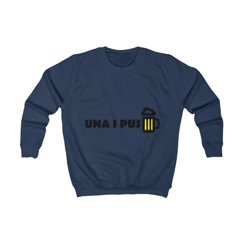 Sudadera infantil - Azul marino Oxford - Camiseta «Una i pus» cervessa