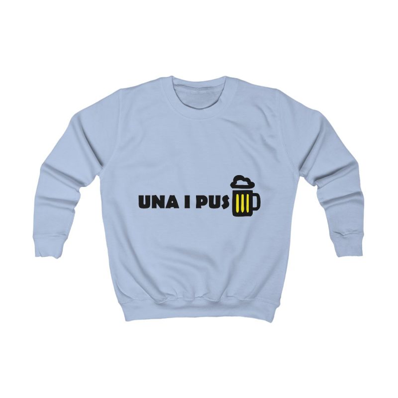 Sudadera infantil - Azul cielo - Camiseta «Una i pus» cervessa