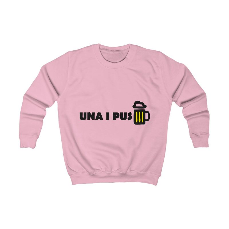 Sudadera infantil - Rosa bebe - Camiseta «Una i pus» cervessa