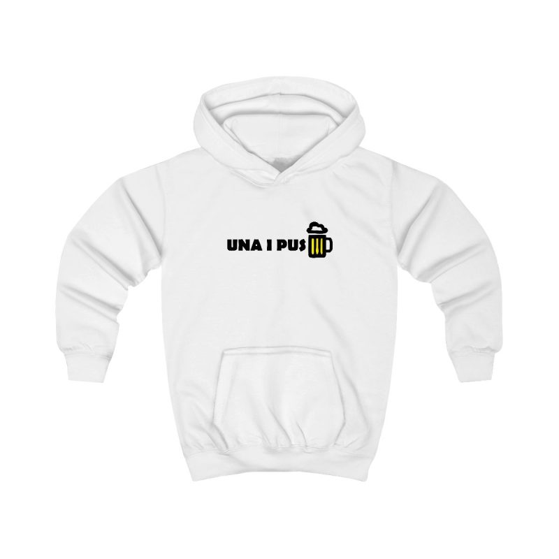 Sudadera con capucha infantil - Blanco artico - Camiseta «Una i pus» cervessa Sudadera con capucha infantil - Blanco artico - Camiseta «Una i pus» cervessa