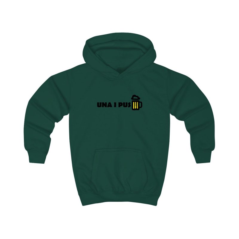 Sudadera con capucha infantil - Verde botella - Camiseta «Una i pus» cervessa