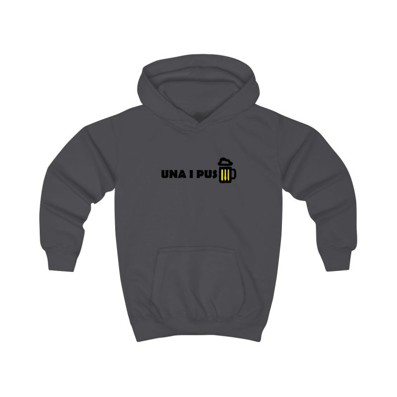 Sudadera con capucha infantil - Gris marengo - Camiseta «Una i pus» cervessa
