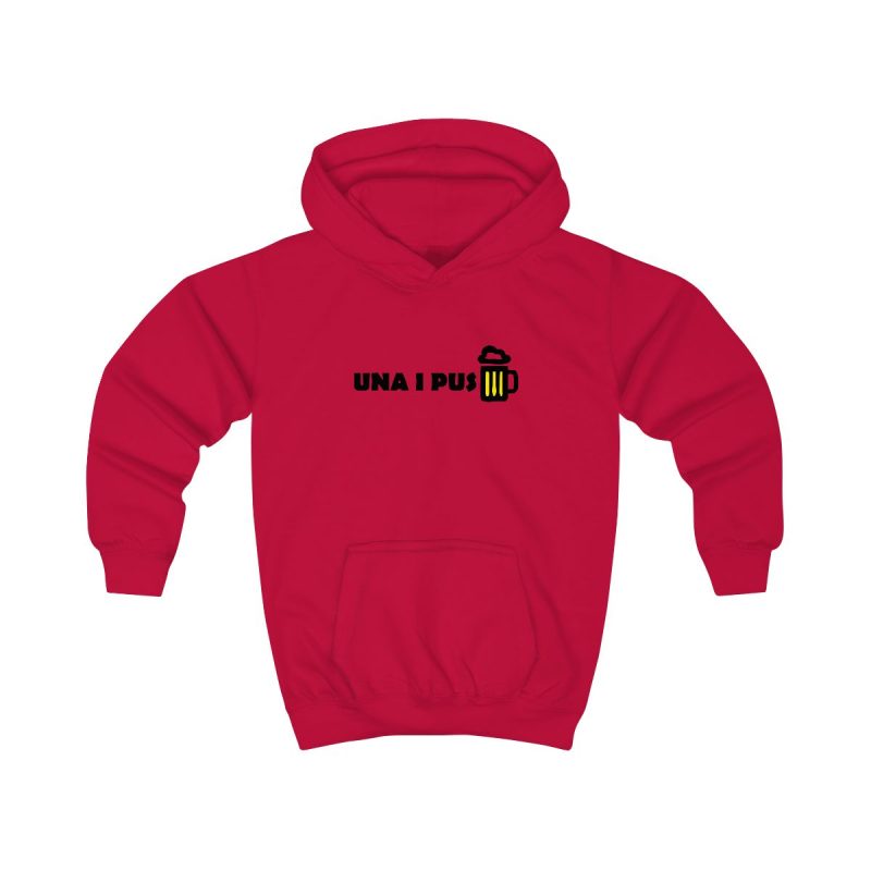 Sudadera con capucha infantil - Rojo fuego - Camiseta «Una i pus» cervessa