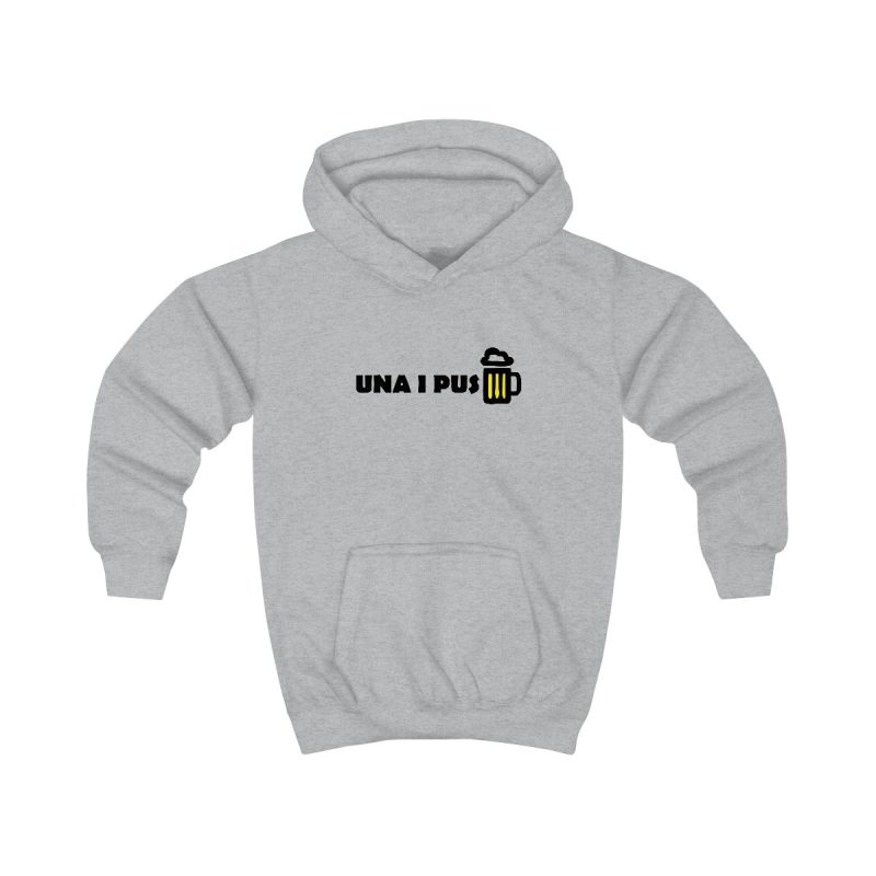Sudadera con capucha infantil - Gris jaspeado claro - Camiseta «Una i pus» cervessa