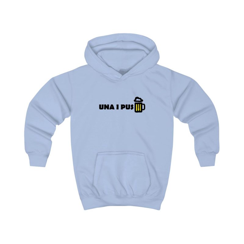 Sudadera con capucha infantil - Azul cielo - Camiseta «Una i pus» cervessa