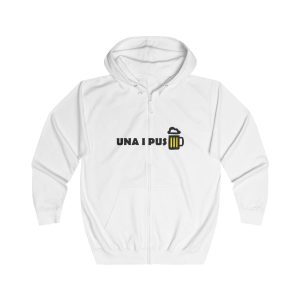 Sudadera con capucha y cremallera - Blanco artico - Camiseta «Una i pus» cervessa