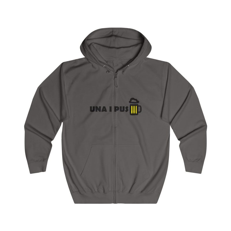 Sudadera con capucha y cremallera - Gris acero - Camiseta «Una i pus» cervessa