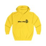 Sudadera con capucha y cremallera - Amarillo sol - Camiseta «Una i pus» cervessa
