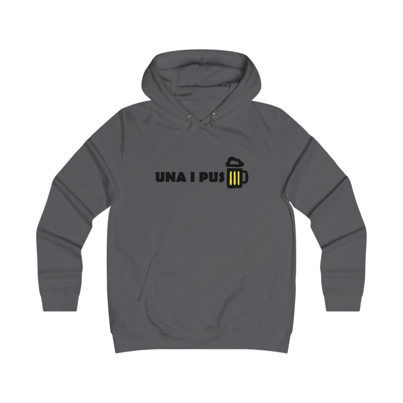 Sudadera universitaria mujer - Gris marengo - Camiseta «Una i pus» cervessa