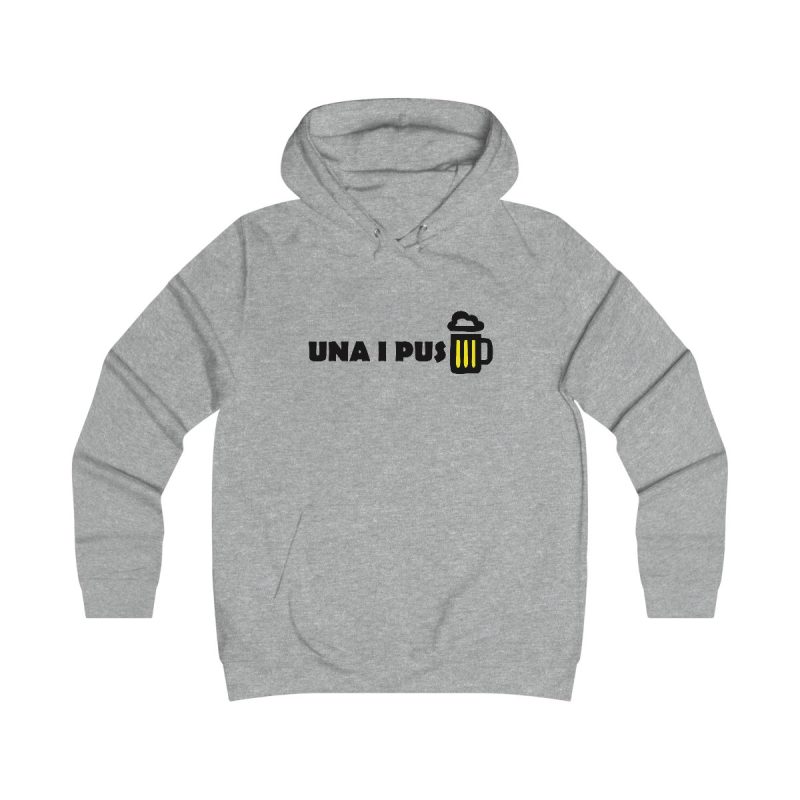 Sudadera universitaria mujer - Gris jaspeado claro - Camiseta «Una i pus» cervessa