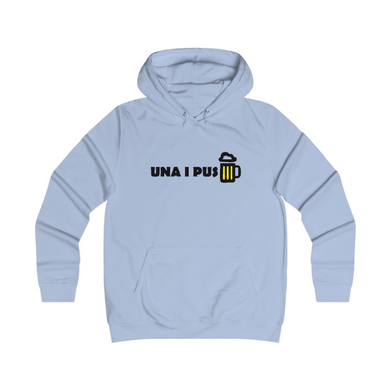 Sudadera universitaria mujer - Azul cielo - Camiseta «Una i pus» cervessa