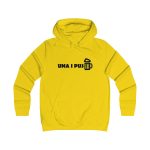 Sudadera universitaria mujer - Amarillo sol - Camiseta «Una i pus» cervessa Sudadera universitaria mujer - Amarillo sol - Camiseta «Una i pus» cervessa
