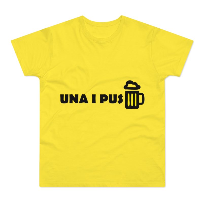 Camiseta hombre punto liso - Amarillo solar - Camiseta «Una i pus» cervessa