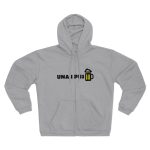 Sudadera capucha con cremallera premium - Gris jaspeado claro - Camiseta «Una i pus» cervessa