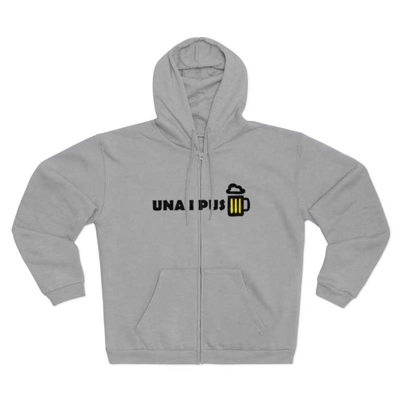 Sudadera capucha con cremallera premium - Gris jaspeado claro - Camiseta «Una i pus» cervessa