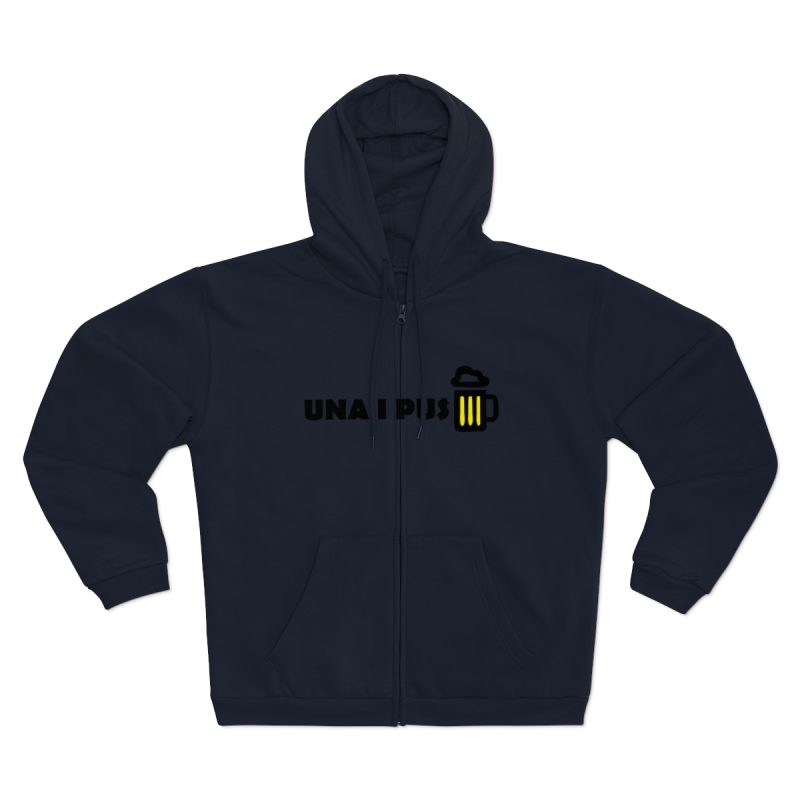 Sudadera capucha con cremallera premium - Azul marino - Camiseta «Una i pus» cervessa