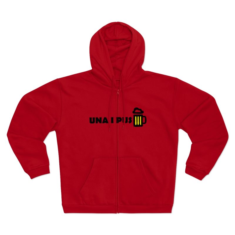 Sudadera capucha con cremallera premium - Rojo - Camiseta «Una i pus» cervessa