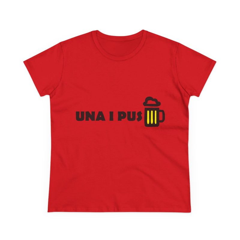 Camiseta mujer algodon medio - Rojo - Camiseta «Una i pus» cervessa