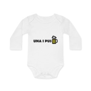 Body bebe manga larga organico - Blanco - Camiseta «Una i pus» cervessa
