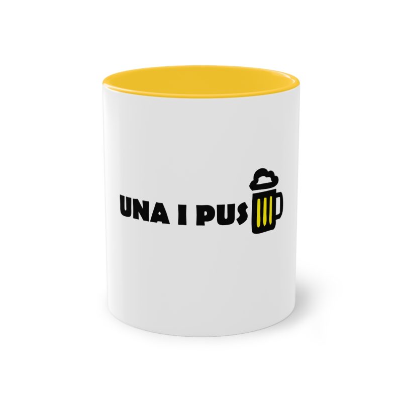 Taza bicolor - Amarillo dorado - Camiseta «Una i pus» cervessa