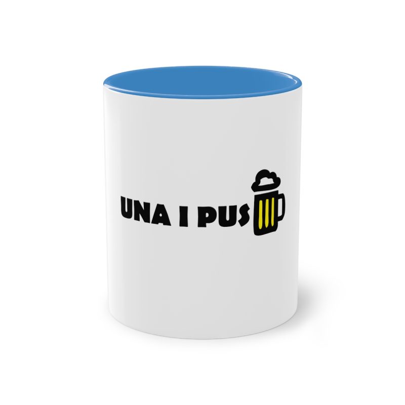 Taza bicolor - Azul claro - Camiseta «Una i pus» cervessa