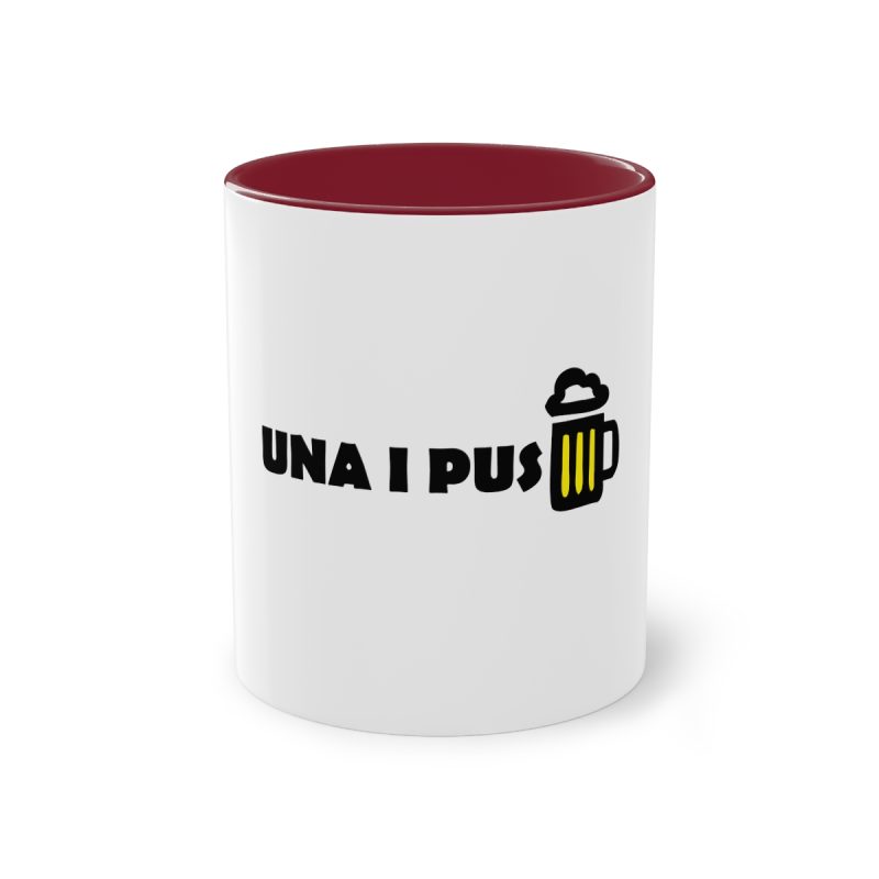 Taza bicolor - Granate - Camiseta «Una i pus» cervessa
