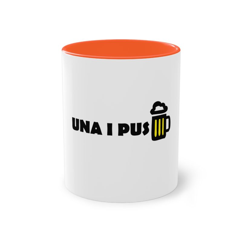 Taza bicolor - Naranja - Camiseta «Una i pus» cervessa