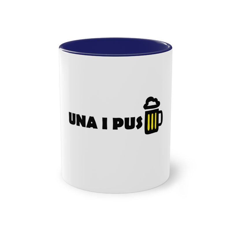 Taza bicolor - Azul oscuro - Camiseta «Una i pus» cervessa