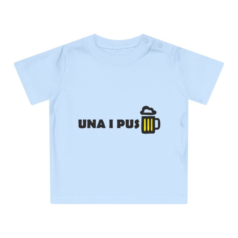 Camiseta de bebe - Azul empolvado - Camiseta «Una i pus» cervessa Camiseta de bebe - Azul empolvado - Camiseta «Una i pus» cervessa