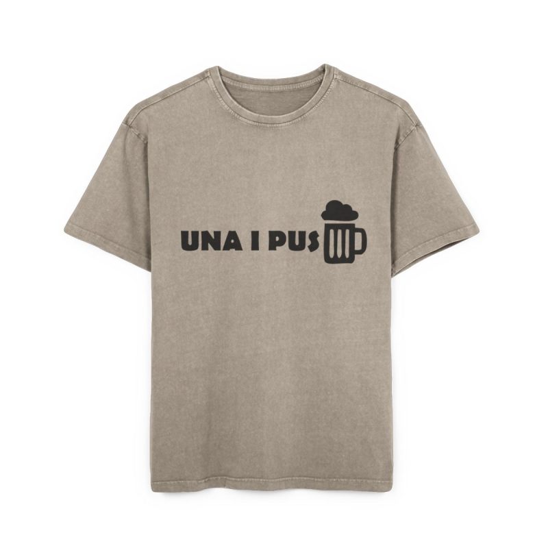 Camiseta oversize lavado acido - Caqui oscuro - Una i pus