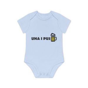 Body bebe manga corta organico - Azul empolvado - Camiseta «Una i pus» cervessa