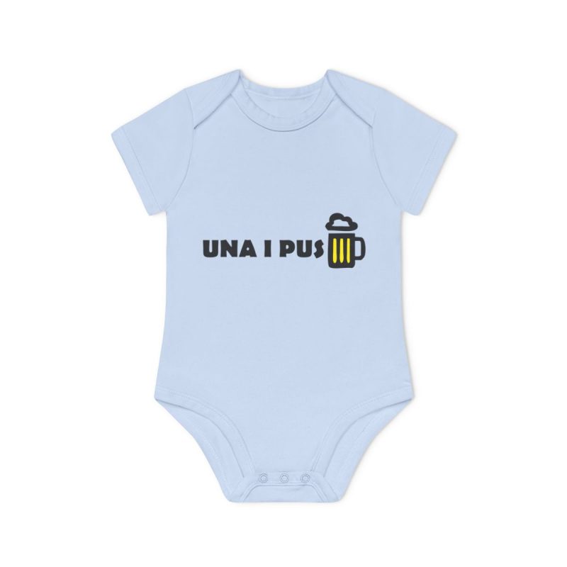Body bebe manga corta organico - Azul empolvado - Camiseta «Una i pus» cervessa Body bebe manga corta organico - Azul empolvado - Camiseta «Una i pus» cervessa