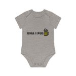 Body bebe manga corta organico - Gris jaspeado melange - Camiseta «Una i pus» cervessa Body bebe manga corta organico - Gris jaspeado melange - Camiseta «Una i pus» cervessa