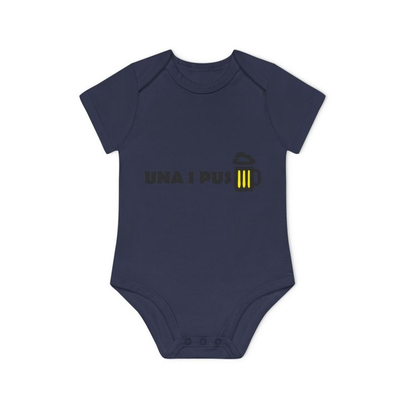 Body bebe manga corta organico - Azul marino nautico - Camiseta «Una i pus» cervessa