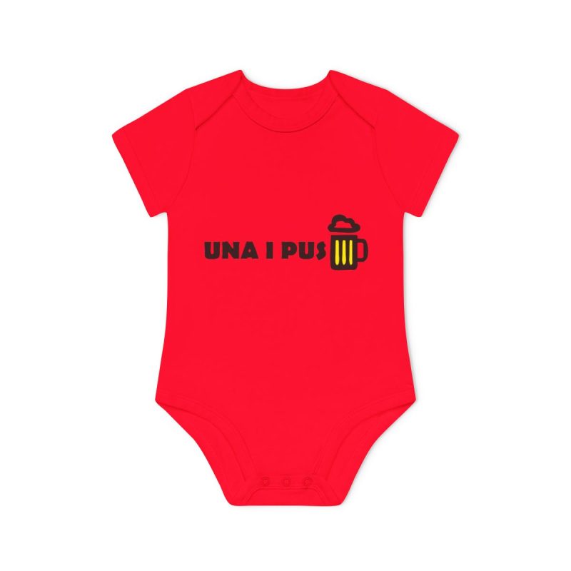 Body bebe manga corta organico - Rojo - Camiseta «Una i pus» cervessa
