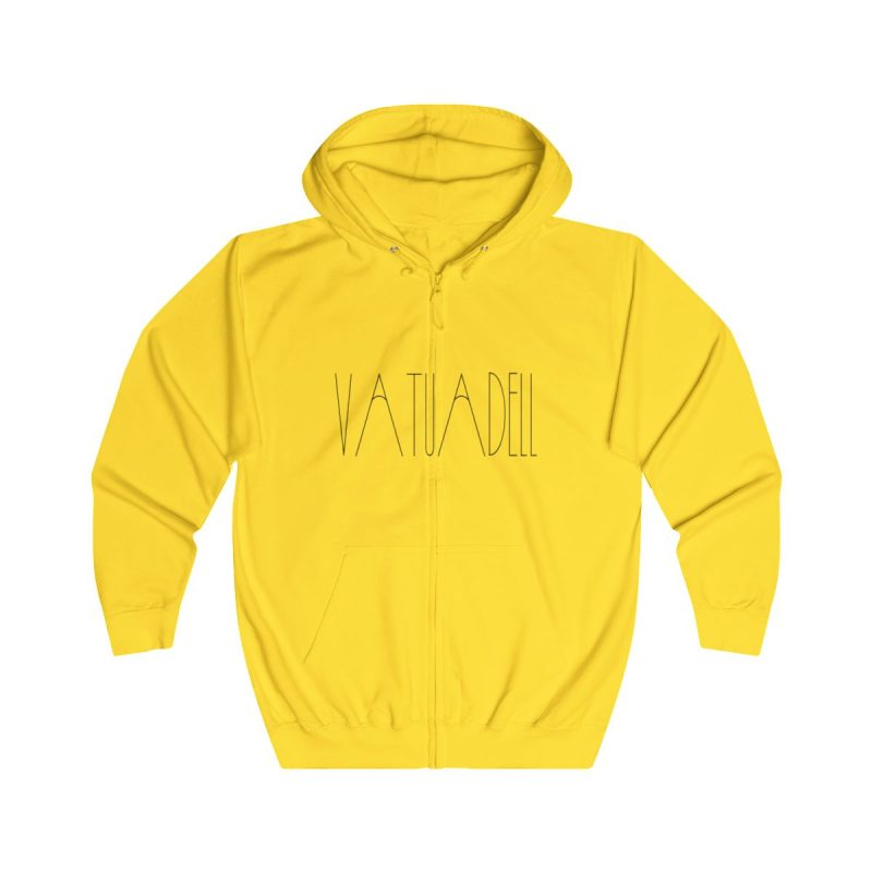 Sudadera con capucha y cremallera - Amarillo sol - Camiseta «Vatuadell estirat»
