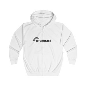 Sudadera con capucha y cremallera - Blanco artico - Camiseta «Te ventaré, ventall»