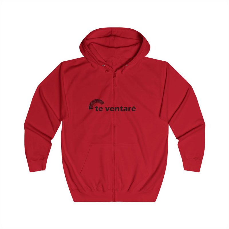 Sudadera con capucha y cremallera - Rojo fuego - Camiseta «Te ventaré, ventall»