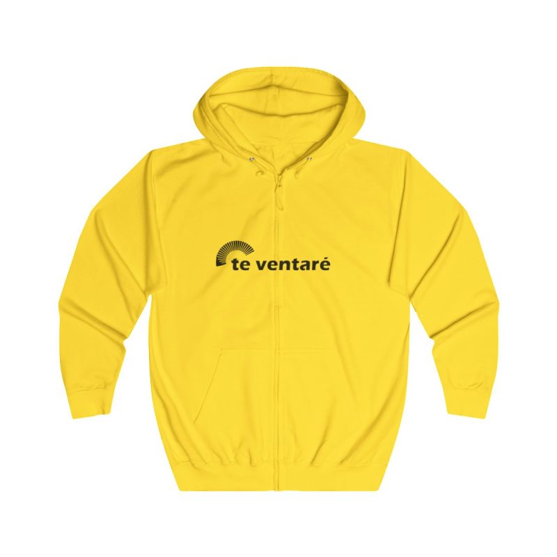Sudadera con capucha y cremallera - Amarillo sol - Camiseta «Te ventaré, ventall»