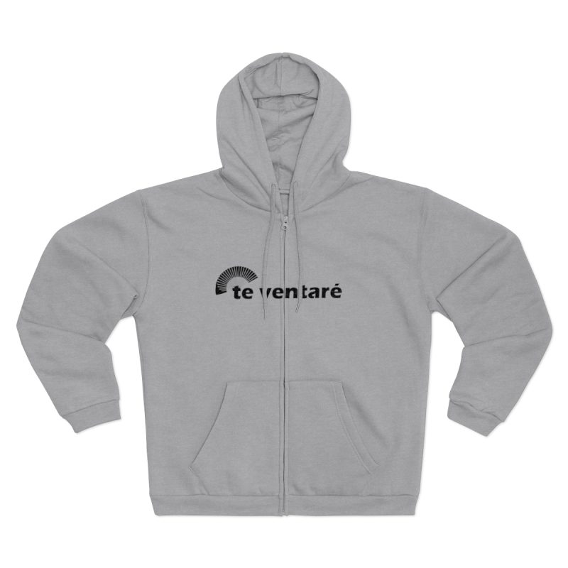 Sudadera capucha con cremallera premium - Gris jaspeado claro - Camiseta «Te ventaré, ventall»