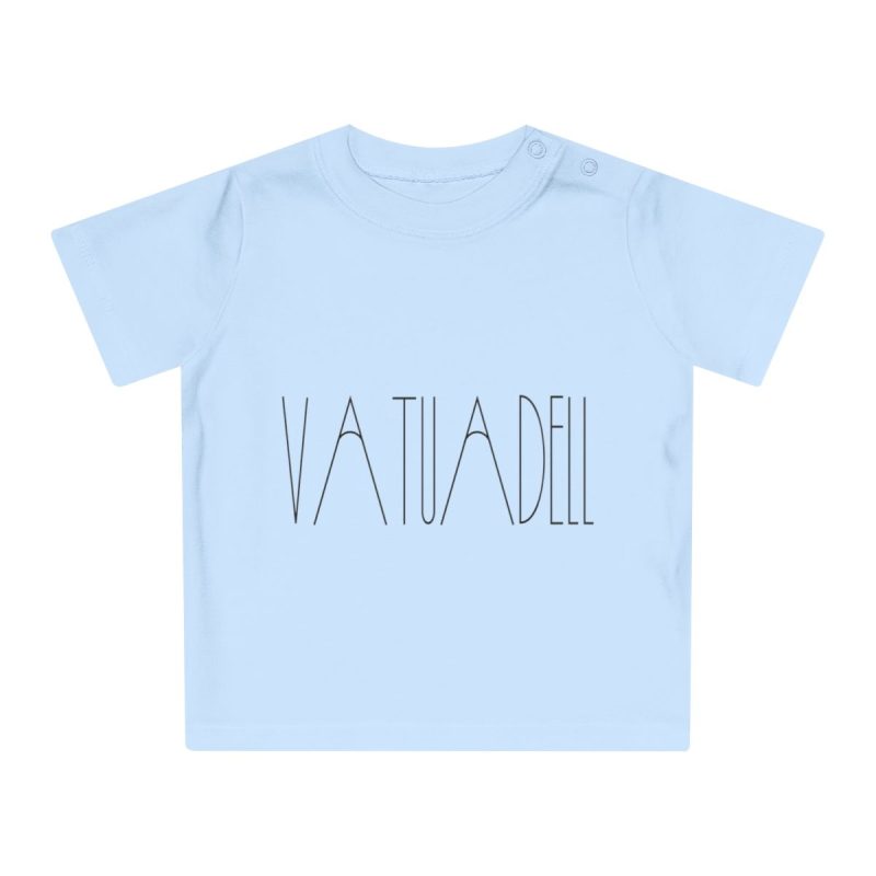 Camiseta de bebe - Azul empolvado - Camiseta «Vatuadell estirat» Camiseta de bebe - Azul empolvado - Camiseta «Vatuadell estirat»