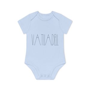 Body bebe manga corta organico - Azul empolvado - Camiseta «Vatuadell estirat»