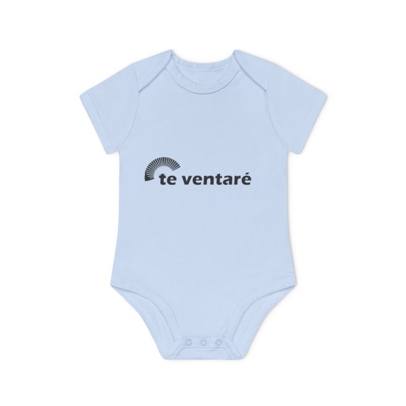 Body bebe manga corta organico - Azul empolvado - Camiseta «Te ventaré, ventall» Body bebe manga corta organico - Azul empolvado - Camiseta «Te ventaré, ventall»