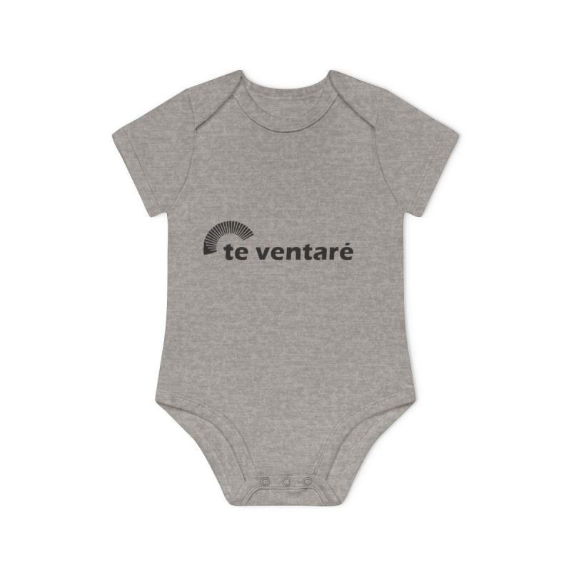 Body bebe manga corta organico - Gris jaspeado melange - Camiseta «Te ventaré, ventall»