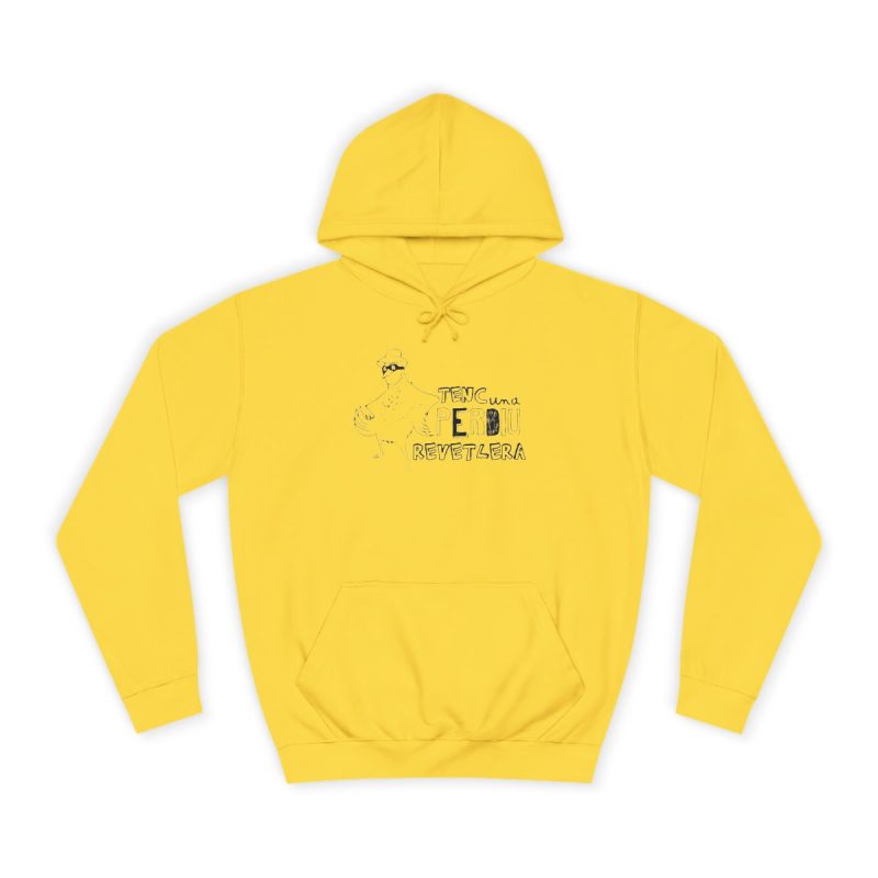 Sudadera universitaria - Amarillo sol - Camiseta «Tenc una perdiu revetlera»