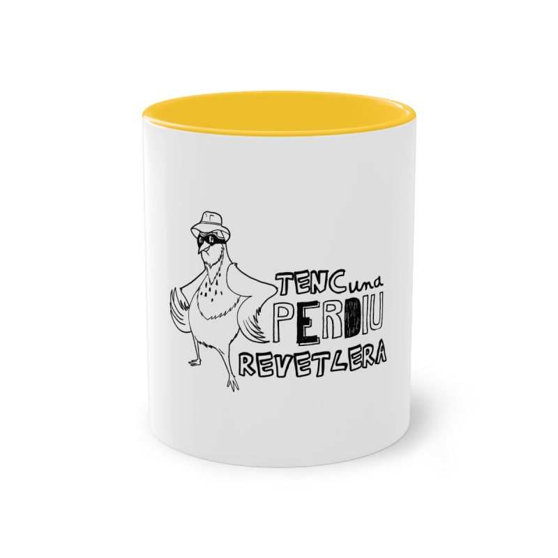 Taza bicolor - Amarillo dorado - Camiseta «Tenc una perdiu revetlera»