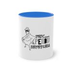 Taza bicolor - Azul Cambridge - Camiseta «Tenc una perdiu revetlera»