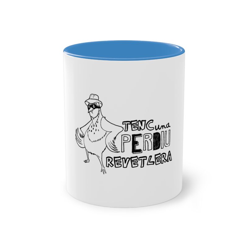 Taza bicolor - Azul claro - Camiseta «Tenc una perdiu revetlera»